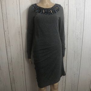 Free People Grey Asymmetrical Long Sleeve Dress